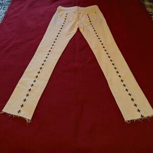 L'Wren Scott Cream Jeans with Black Detailing